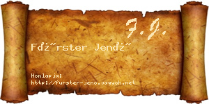Fürster Jenő névjegykártya